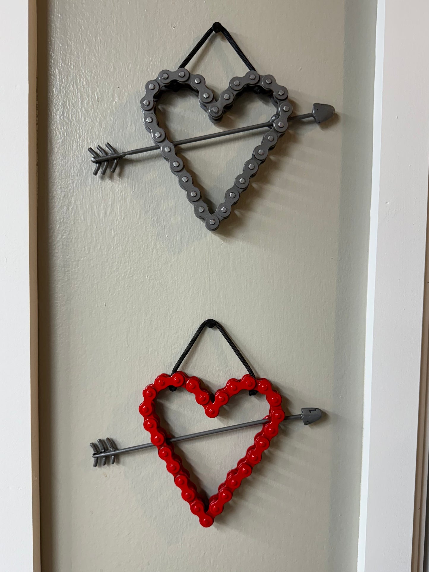 Recycled Metal Chain Heart with Arrow