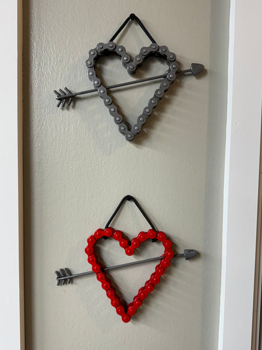 Recycled Metal Chain Heart with Arrow