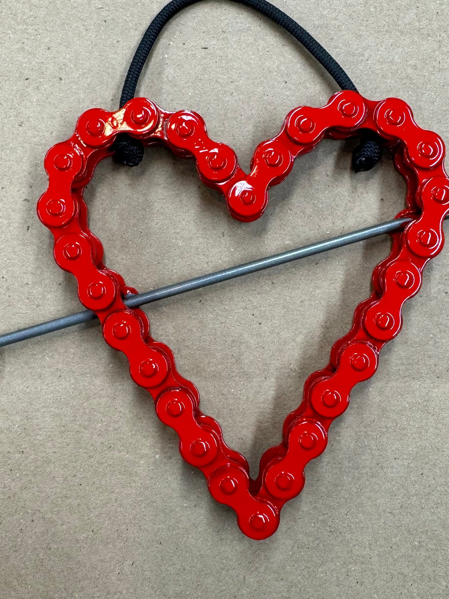 Recycled Metal Chain Heart with Arrow