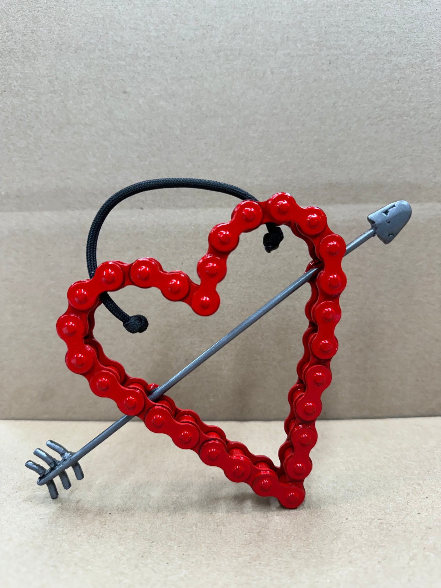 Recycled Metal Chain Heart with Arrow